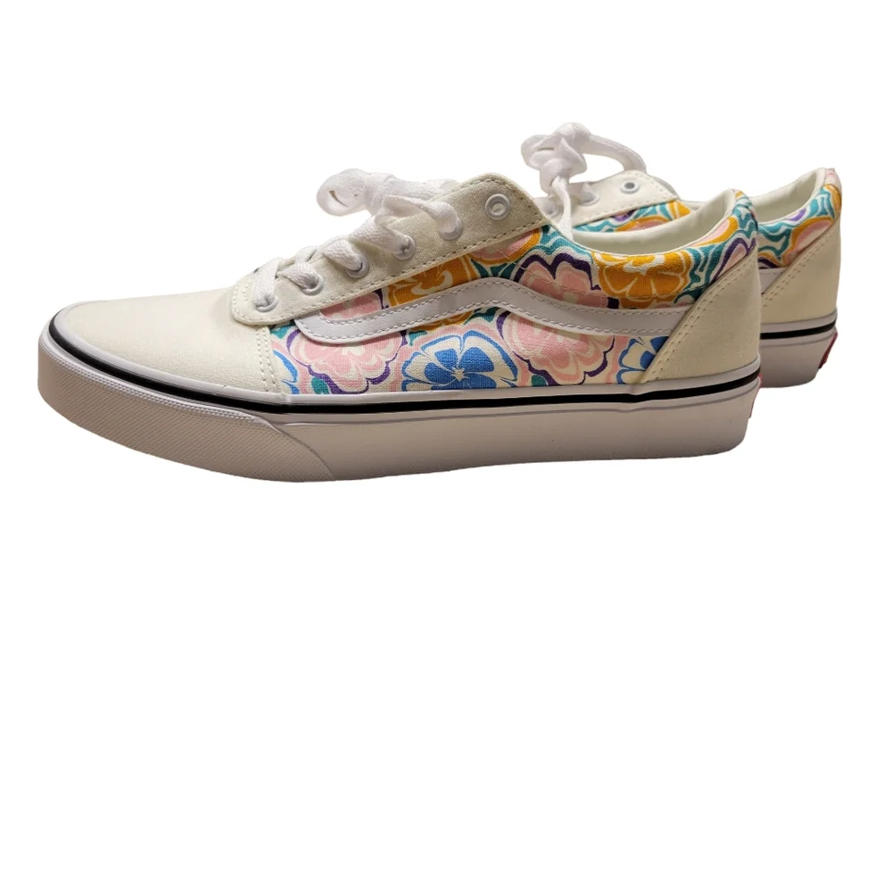 Vans NEW Ward Cream Floral Low Top Sneakers